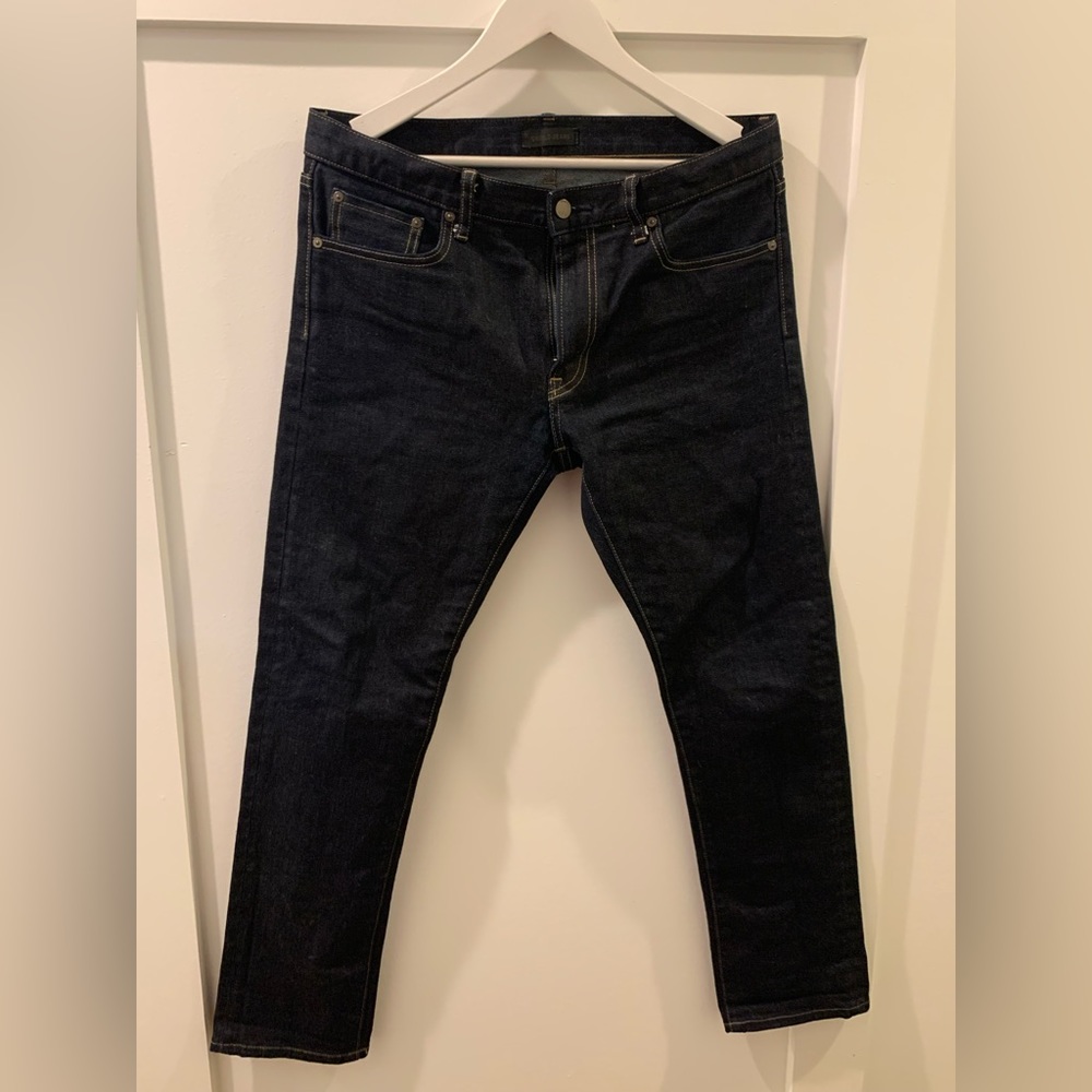 Uniqlo Jeans Dark Indigo Slim Straight Selvedge 34x29.5